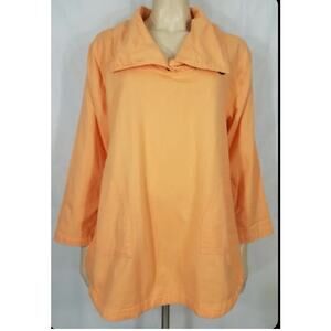 Women’s Soft Surroundings orange tunic sweatshirt collar size small